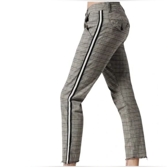 NSF Tashi Plaid Raw Hem High Rise Cropped Pants - Picture 1 of 6